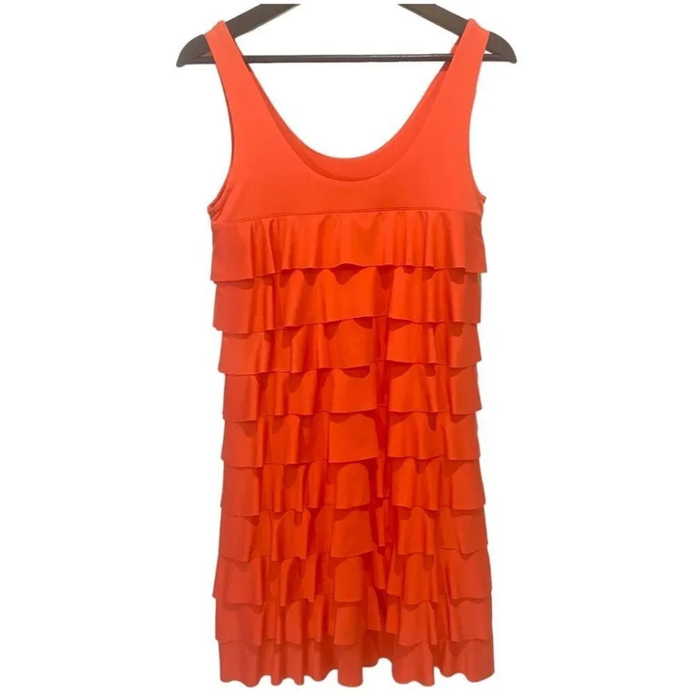 Majora M Cha Cha Flapper  Ruffle Dress in Coral Pink